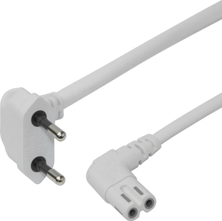 Produktbild Deltaco Power cable CEE 7/16 - C7, angled, 1.5m - White (1.50 m)