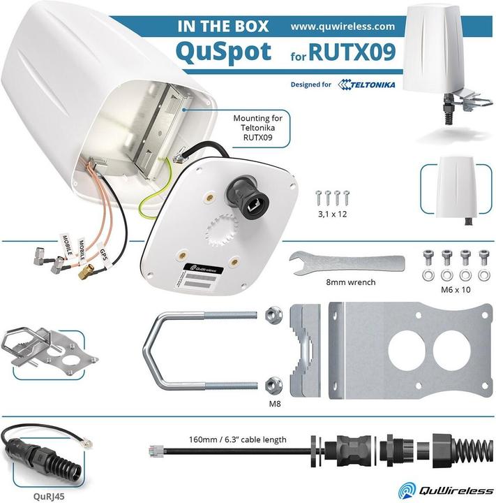 Actual product image Teltonika LTE Antenna QuSpot AX09S Outdoor Housing for RUT-X09 (2G)