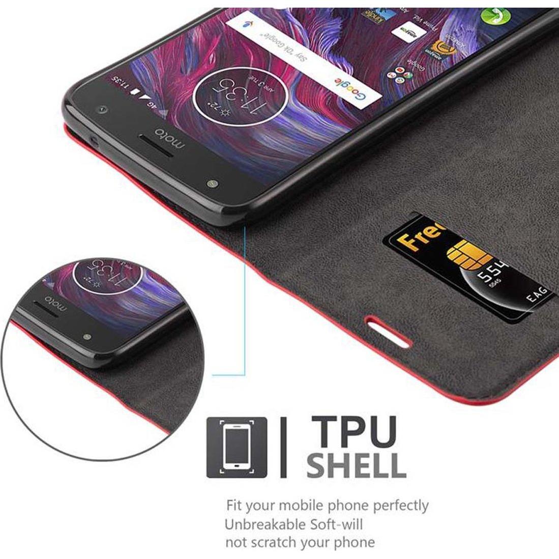 Thumbnail - Cadorabo Book Invisible Magnet Cover (Motorola Moto X4), Smartphone Hülle, Rot