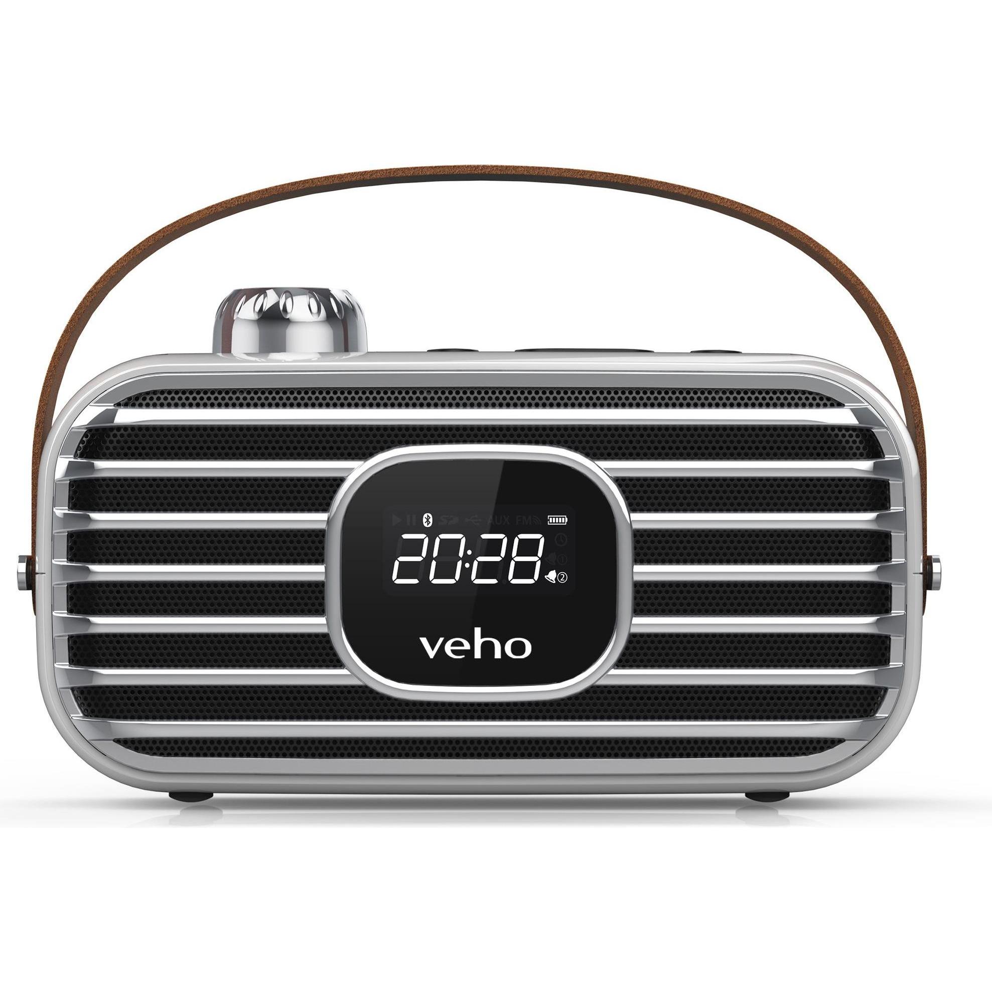 veho M-Series MD-2 Wireless Speaker with DAB & FM Radio (DAB, FM, Bluetooth), Radio, Schwarz, Silber