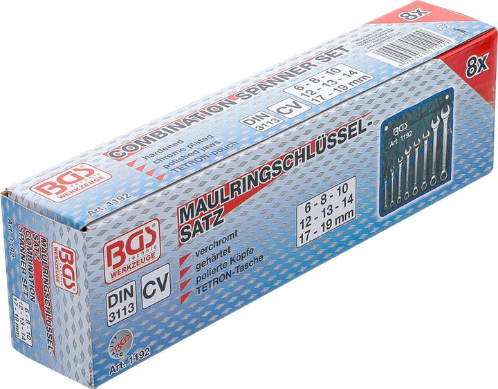 Actual product image BGS Combination Spanner Set 6 - 19 mm 8 pcs. (19 mm, 6 mm, 12 mm, 14 mm, 16 mm, 10 mm, 18 mm, 7 mm, 17 mm, 11 mm, 15 mm, 8 mm, 9 mm, 13 mm)