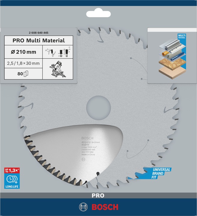 Immagine prodotto Bosch Professional Zubehör Lama circolare PRO Multi Material, 210 x 2,5 x 30 mm