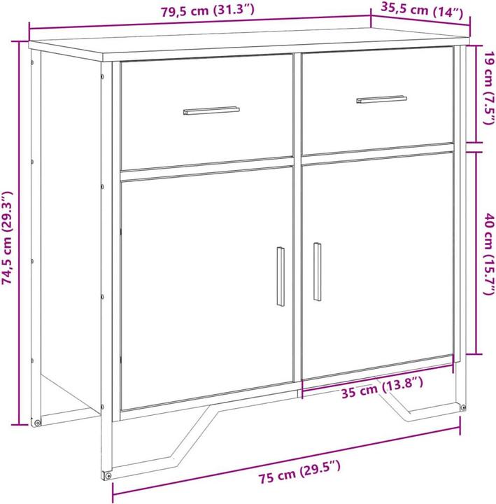 Image du produit vidaXL Sideboard (35.50 x 35.50 x 74.50 cm)