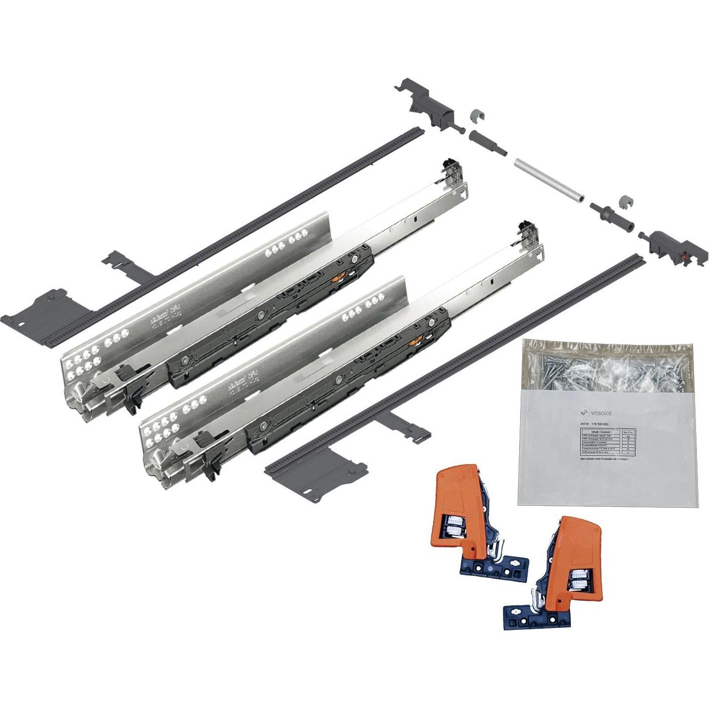 Vasalat, Schubladenauszüge, BLUM MOVENTO BLUMOTION Schubladenschienen, 700mm 60kg mit Seitenstabilisierung