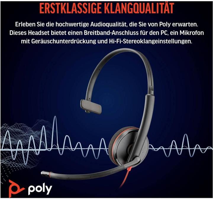 Produktbild Poly Blackwire 3210 Monaural USB-C Headset +USB-C/A Adapter (Kabelgebunden, USB-C)