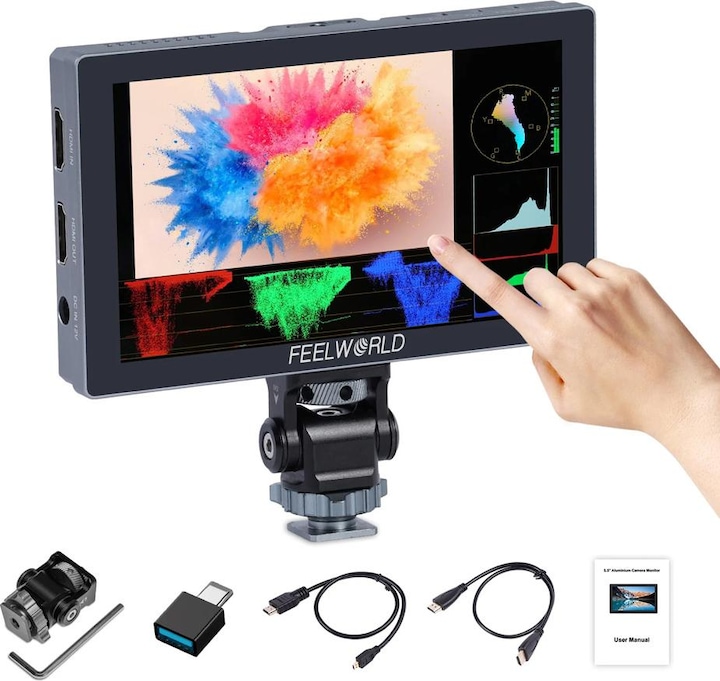 Produktbild Feelworld P6X 5.5 Inch Aluminium DSLR Camera Field Monitor Touch Screen 4K HDMI (5.50", 4K)