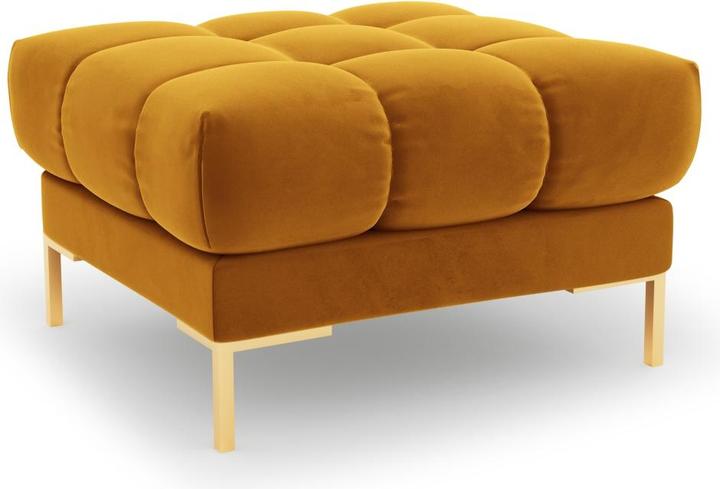 Cosmopolitan Design Velvet Pouf, "Bali", 1 Seat, Yellow, 60x60x41 Made in Europe
