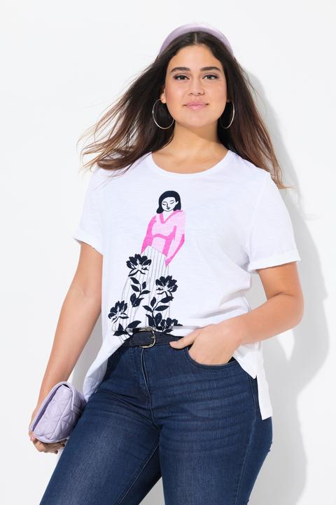 Actual product image Ulla Popken Flocked Short Sleeve Graphic Tee (56)