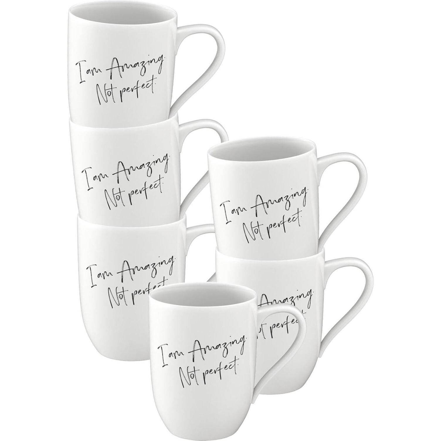 Villeroy & Boch, Tasse, Multipack Statement Becher mit Henkel Amazing. Not Perfect. - 6 Stück (290 ml, 6 x)