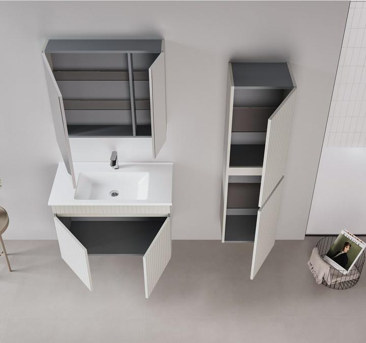 Actual product image Homitis Tivoli 85 Bathroom Cabinet With Sink & Mirror Set (2 Pieces)
