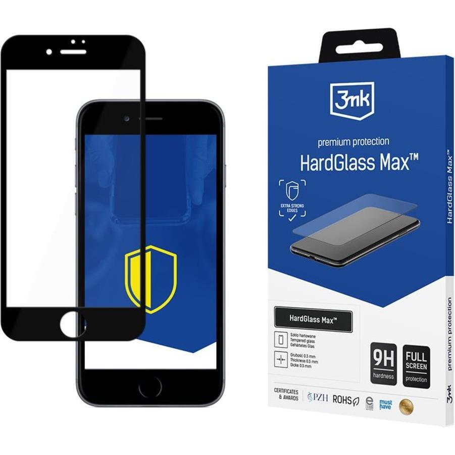 3MK Apple iPhone 7/8/SE 2020/2022 - HardGlass Max Black (Apple iPhone 7, Apple iPhone 8, Apple iPhone SE (seconda generazione), Apple iPhone SE (terza
