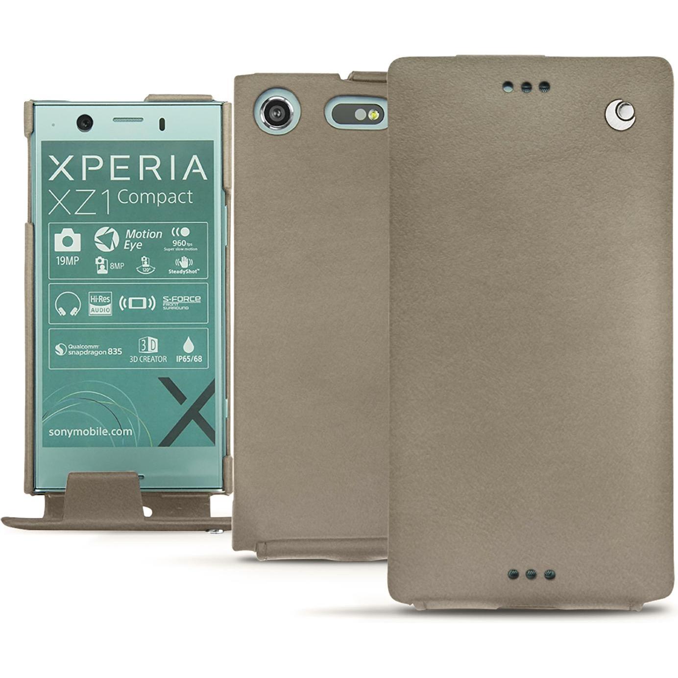 Thumbnail - Noreve Lederschutzhülle vertikal (Sony Xperia XZ1 Compact), Smartphone Hülle, Beige