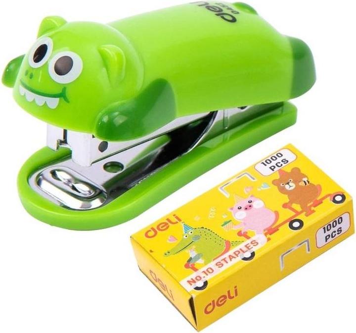 Deli Hefter für 15 Blatt, Heftklammern 10, Krokodil (15 Blätter)