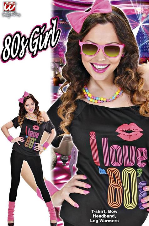 Image du produit Widmann Chemise de fille des années 80 : avec manchettes et boucle de cheveux (XL, XXL)