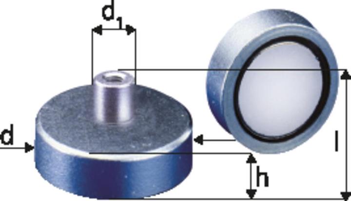 Actual product image Beloh Flat magnetic gripper 16.0x4.5mm with threaded bush M4 NdFeB