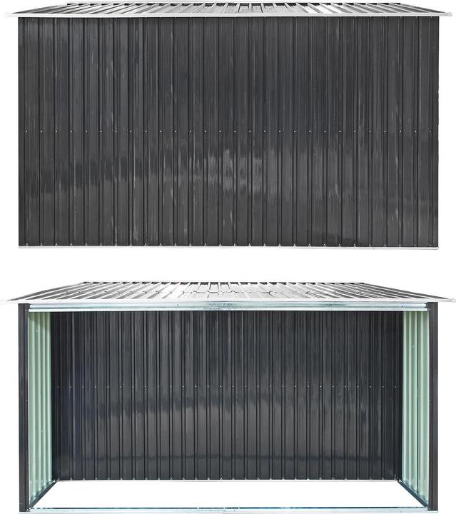 Produktbild Dema Gerätehaus mit Holzunterstand Metall 328x314x159/188cm