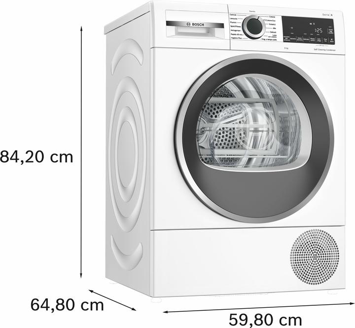 Produktbild Bosch Hausgeräte Serie 6 WQG245D0IT Wäschetrockner Kostenlose Installation Frontlader 9 kg A++ Weiss (9 kg, Rechts)