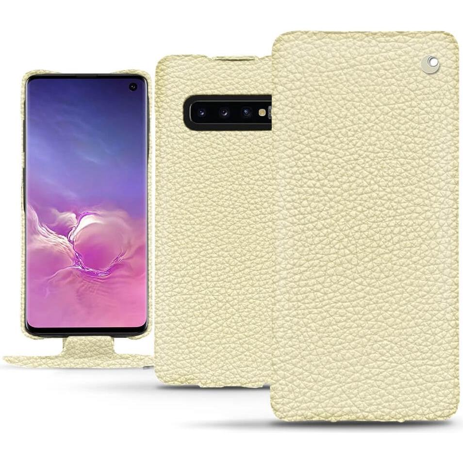 Noreve Lederschutzhülle vertikal (Samsung Galaxy S10), Smartphone Hülle, Weiss
