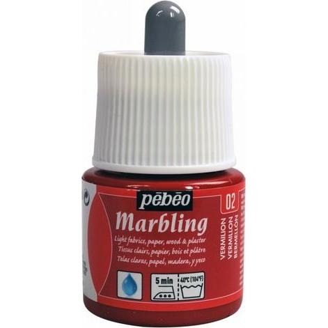 Pebeo, Künstlerfarbe + Bastelfarbe, Marbling Marmorirtfarben (zinnoberrot, 45 ml)