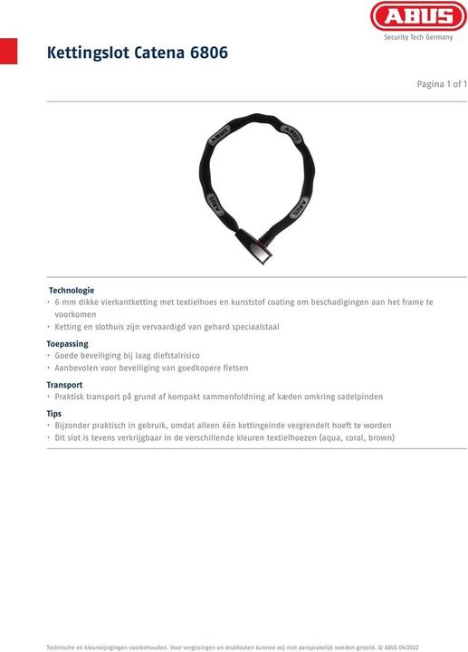 Produktbild Abus Catena 6806 (85 cm)
