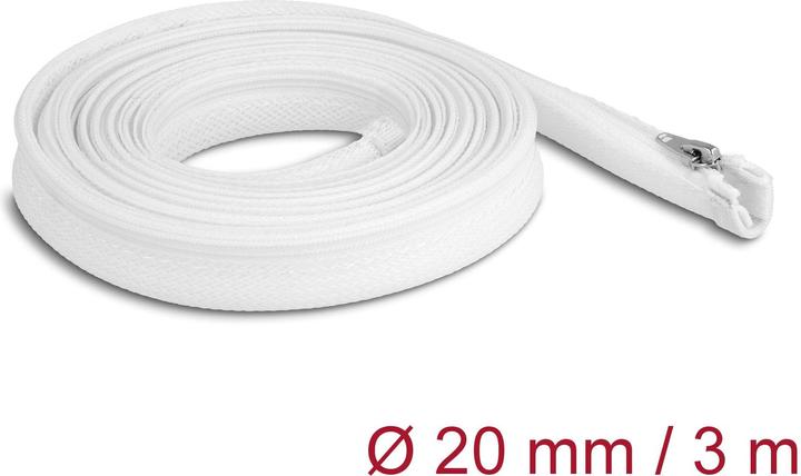Actual product image Delock Braided hose with zipper heat resistant 3 m x 20 mm white (Cable conduit, 300 cm)