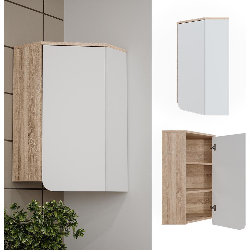 Thumbnail - Vicco, Badezimmerschrank, Badschrank Karen, Sonoma/Weiss/Weiss, 50 x 75 cm mit Tür und offenen Fächern