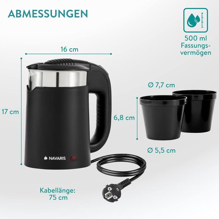 Actual product image Navaris Reisewasserkocher mit Trinkbechern (0,5 Liter) (0.50 l)