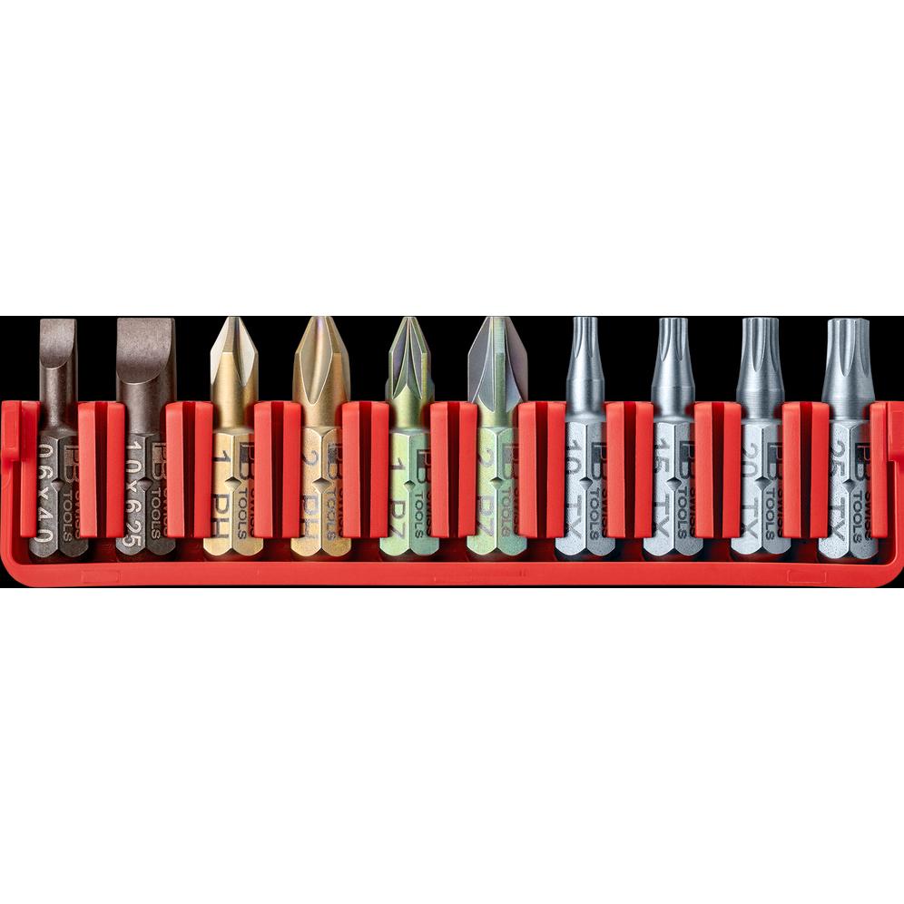 PB Swiss Tools, Bits, Bitset PB C6.702 CN BitBlock mit 10 Bits (SL4, PH1, PH2, TX10, PZ2, PZ1, SL 2, TX20, TX15, TX25)