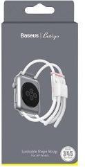 Actual product image Baseus Let's go Series iWatch Strap Lockable Rope for 3,4,5 series38 mm40 mm, WhitePink (Cotton cord, PC, Aluminium alloy)