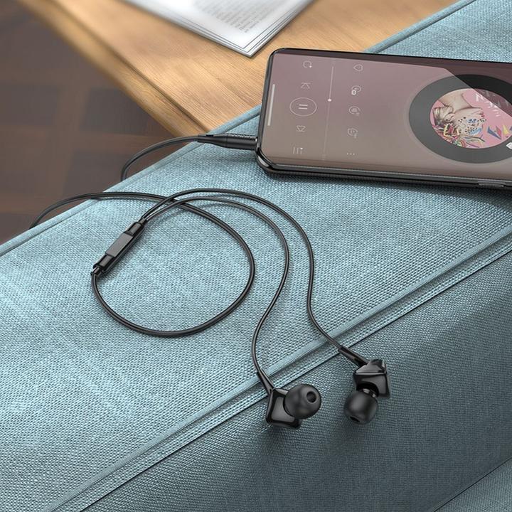 Actual product image Hoco Wired headphones M113 Clear universal digital earphones with microphone iP (Cable)