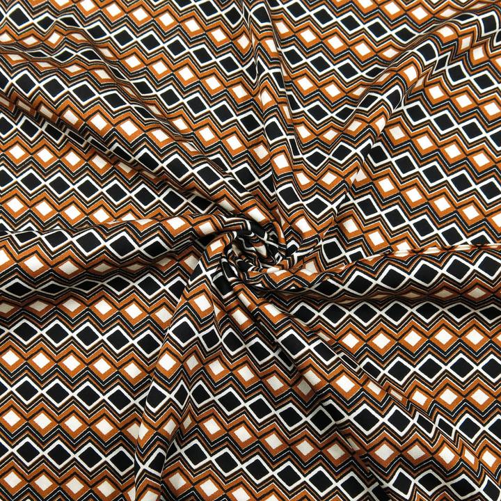 Stoffrestposten Viscose Satin - Motif losange Marron - Quantité minimale de vente : 1 mètre