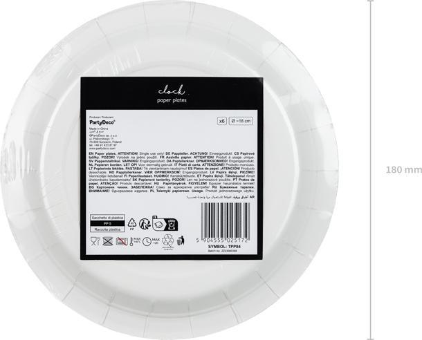 Immagine prodotto Partydeco Piatti di carta Clock, 18 cm, mix (1 pz. / 6 pz.)