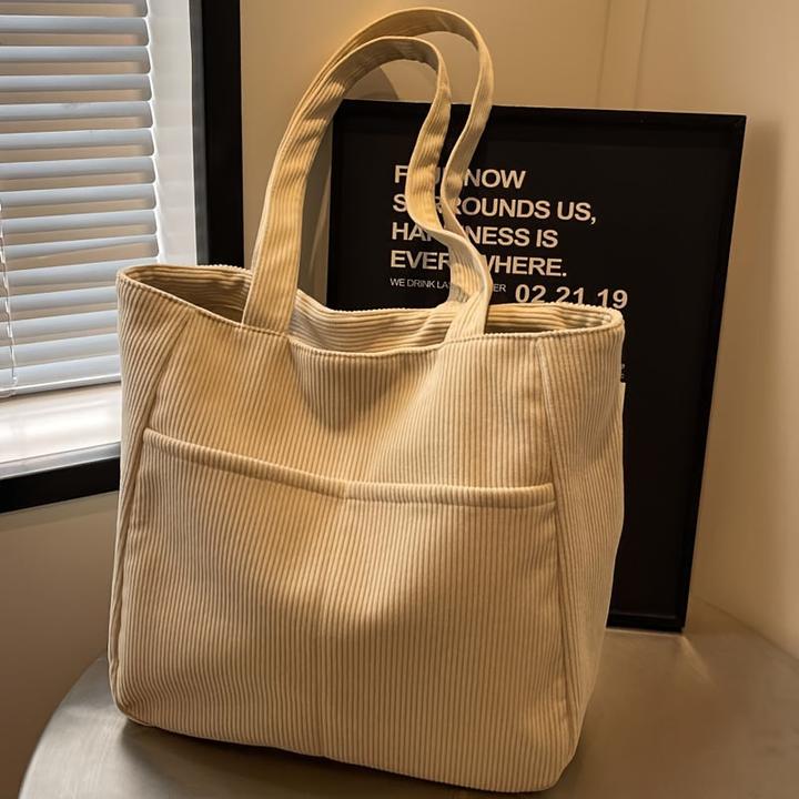 Image du produit Only-Bags.Store Sac en velours côtelé avec bandoulière fixe, couleur unie décontractée, fermeture à glissière,