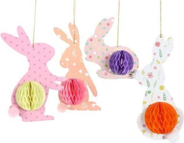 MU Style Papier Hasen zum Aufhängen (4 x)