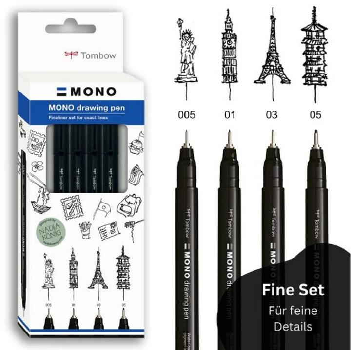 Actual product image Tombow Mono Drawing Pen (Black, 4 x)