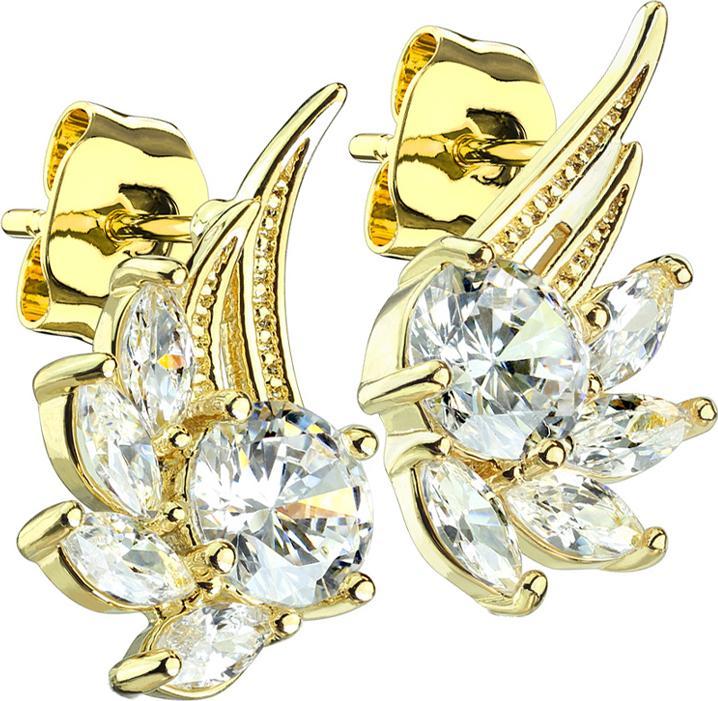 Immagine prodotto Star Piercing Orecchini a perno placcati in oro 14k con ali d'angelo e cristallo (Ottone, Acciaio chirurgico 316L)