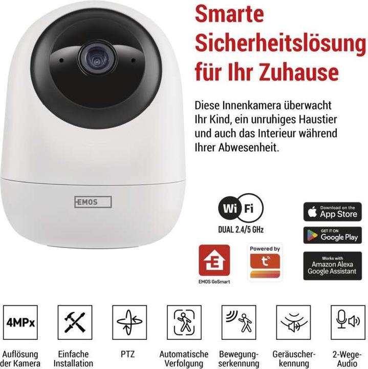 Immagine prodotto Emos GoSmart IP-220W telecamera di sorveglianza rotante con WiFi (2560 x 1440 Pixels)