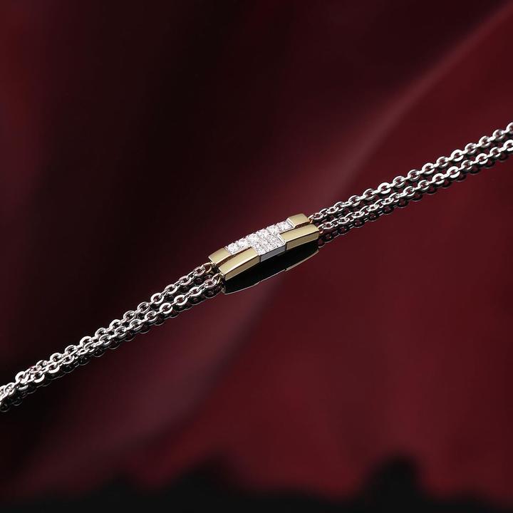 Produktbild Trussardi Double Steel Bicolor Bracelet with Zirconia T-Logo TJAXC27