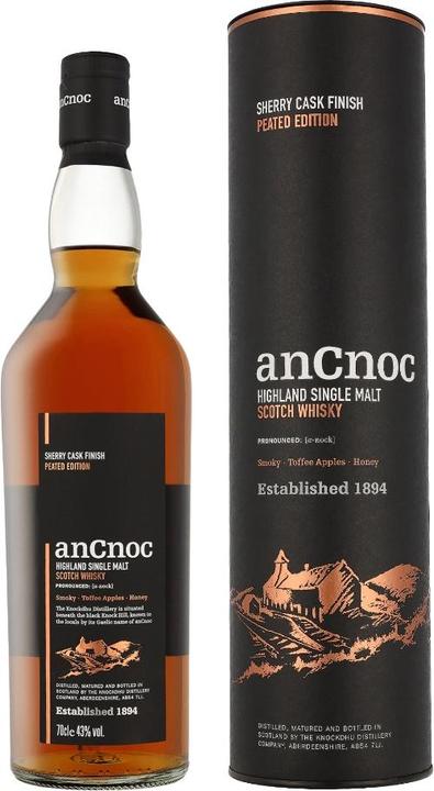 Immagine prodotto AnCnoc Edizione Scotch Sherry Cask Finish Peated (Whisky scozzese, 1 x 70 cl)