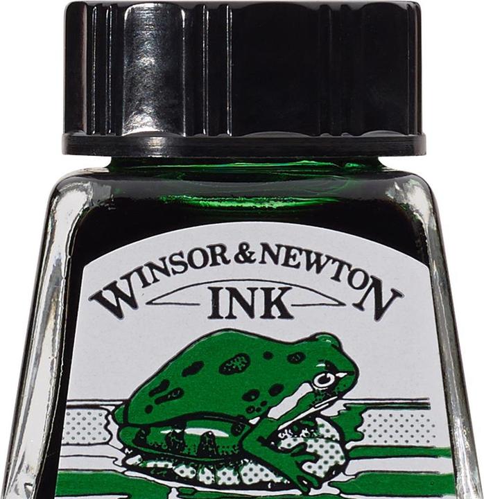 Actual product image Winsor & Newton Drawing Ink 14ml Brilliant Green 046 (1 Piece, Green)