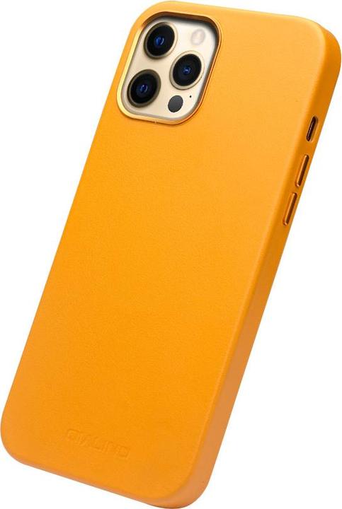 Image du produit QiAlino Coque cuir véritable (compatible MagSafe) Orange (Apple iPhone 12 Pro Max)