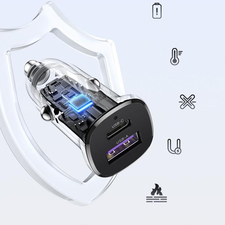 Immagine prodotto Ugreen EC305 25845 Caricabatterie da auto USB-C USB-A 30W