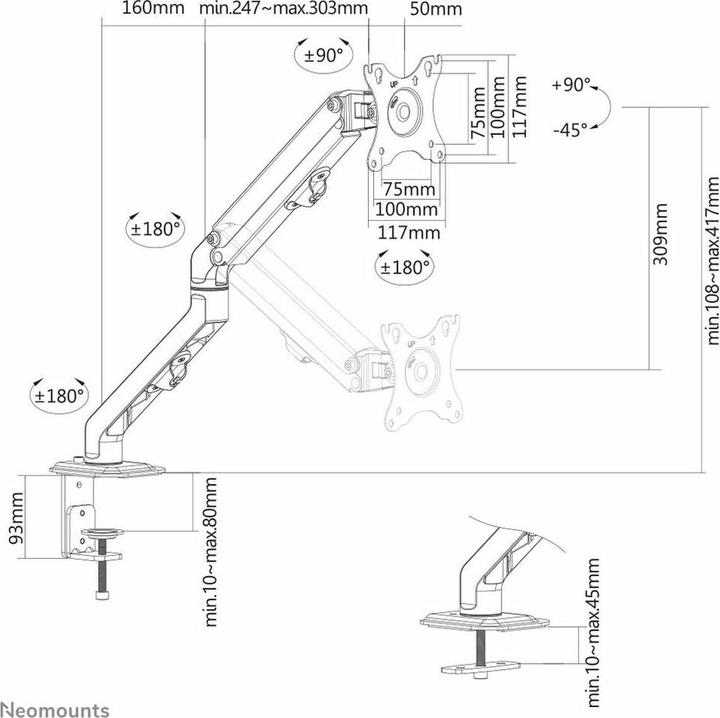 Actual product image Neomounts Full Motion Table Mount (Table, 27", 7 kg)