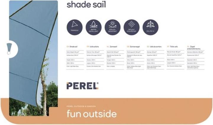 Image du produit Perel VOILE DE SOLEIL - TRIANGULAIRE - 3.6 x 3.6 x 3.6 m - COULEUR : GRIS CLAIR