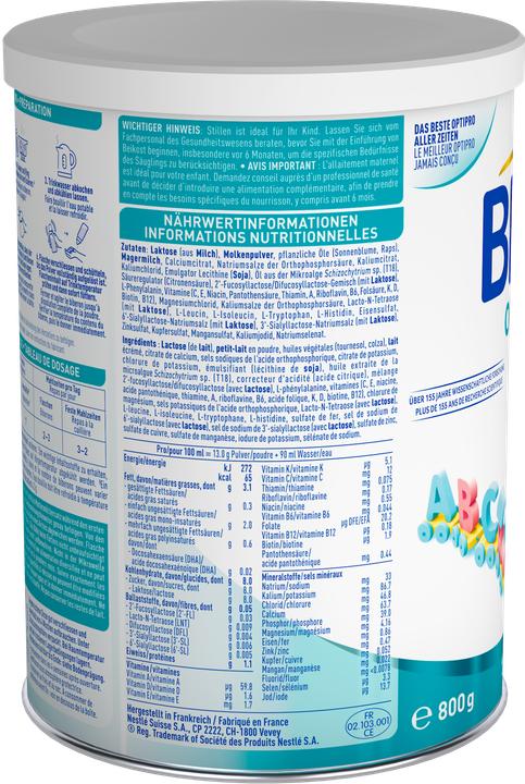 Valeurs nutritives et ingrédients Beba Optipro Junior 18+ (800 g, à partir de 18 m.)