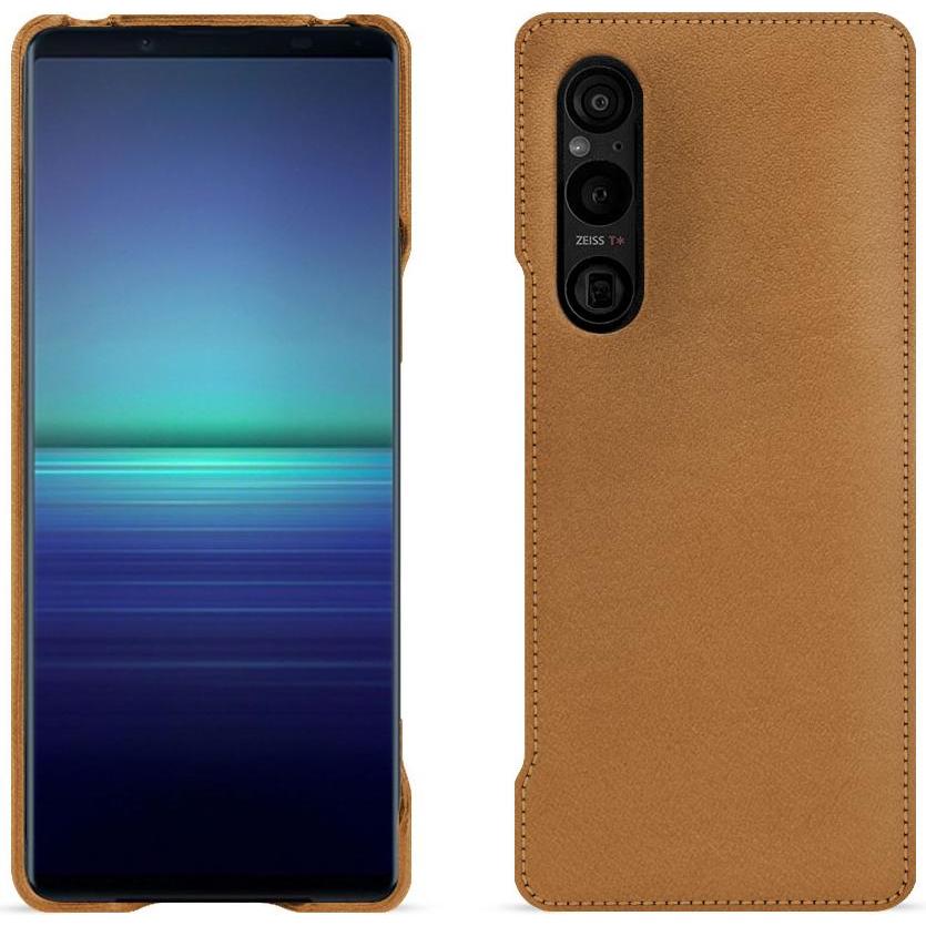 Noreve Lederschutzhülle (Sony Xperia 1 V), Smartphone Hülle, Braun