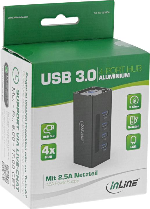 Actual product image InLine USB 3.0 Aluminium Hub (USB-B, 4 Ports)