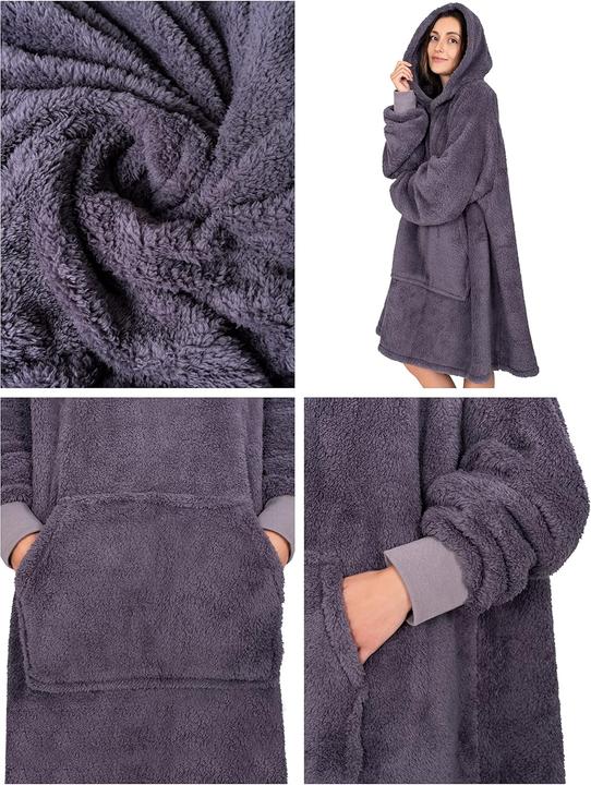 Produktbild Gräfenstayn Flauschige Hoodie-Decke mit Ärmeln und Kapuze