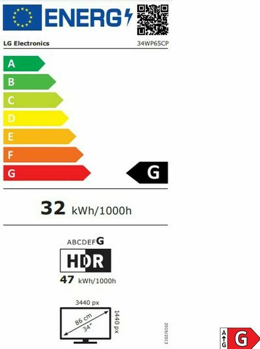 Energie-Label LG UltraWide 34WP65CP-B (3440 x 1440 Pixel, 34")