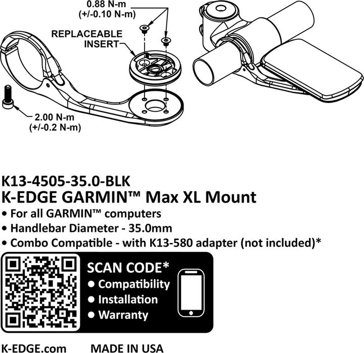 Actual product image K-Edge GARMIN MAX XL Mount 35.0mm